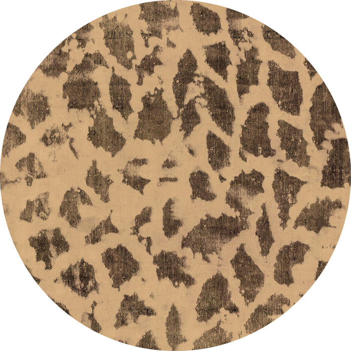 Round Machine Washable Abstract Brown Modern Rug, wshabs2071brn