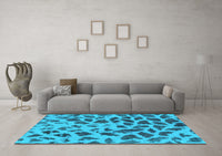 Machine Washable Abstract Light Blue Modern Rug, wshabs2071lblu