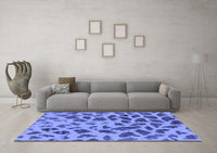 Machine Washable Abstract Blue Modern Rug, wshabs2071blu