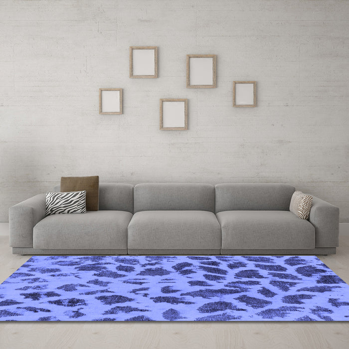 Machine Washable Abstract Blue Modern Rug in a Living Room, wshabs2071blu