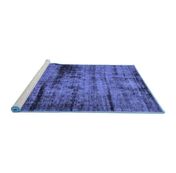 Sideview of Machine Washable Persian Blue Bohemian Rug, wshabs2072blu