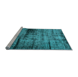 Sideview of Machine Washable Persian Light Blue Bohemian Rug, wshabs2072lblu