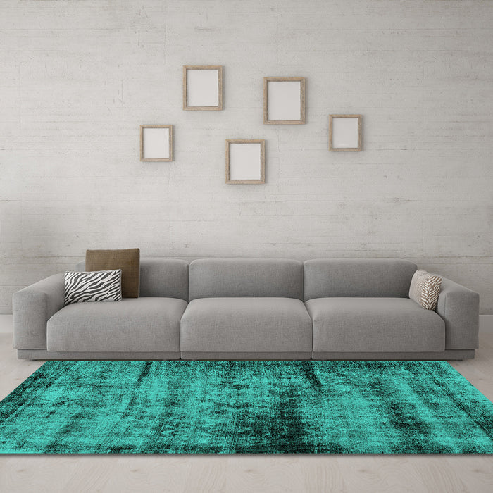 Machine Washable Persian Turquoise Bohemian Area Rugs in a Living Room,, wshabs2072turq