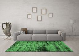 Machine Washable Persian Emerald Green Bohemian Area Rugs in a Living Room,, wshabs2072emgrn