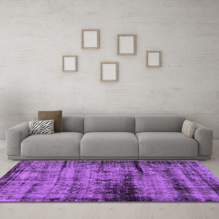Machine Washable Persian Purple Bohemian Area Rugs in a Living Room, wshabs2072pur