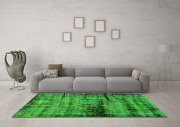 Machine Washable Persian Green Bohemian Area Rugs in a Living Room,, wshabs2072grn