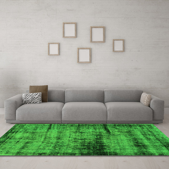 Machine Washable Persian Green Bohemian Area Rugs in a Living Room,, wshabs2072grn
