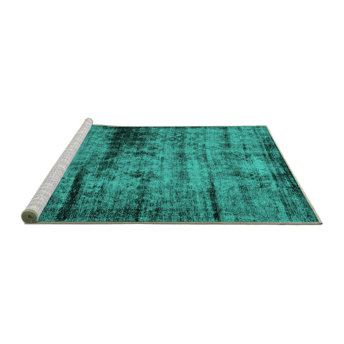 Sideview of Machine Washable Persian Turquoise Bohemian Area Rugs, wshabs2072turq