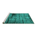 Sideview of Machine Washable Persian Turquoise Bohemian Area Rugs, wshabs2072turq