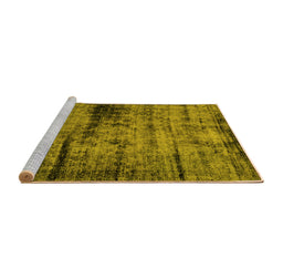 Sideview of Machine Washable Persian Yellow Bohemian Rug, wshabs2072yw