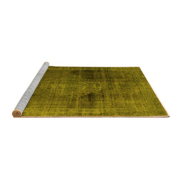 Sideview of Machine Washable Abstract Yellow Modern Rug, wshabs2073yw