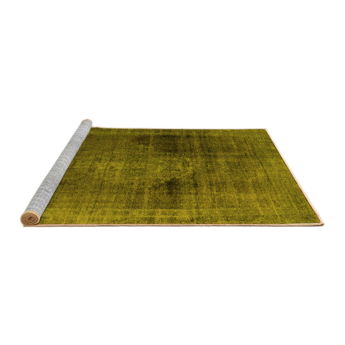 Sideview of Machine Washable Abstract Yellow Modern Rug, wshabs2073yw