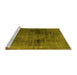 Sideview of Machine Washable Abstract Yellow Modern Rug, wshabs2073yw