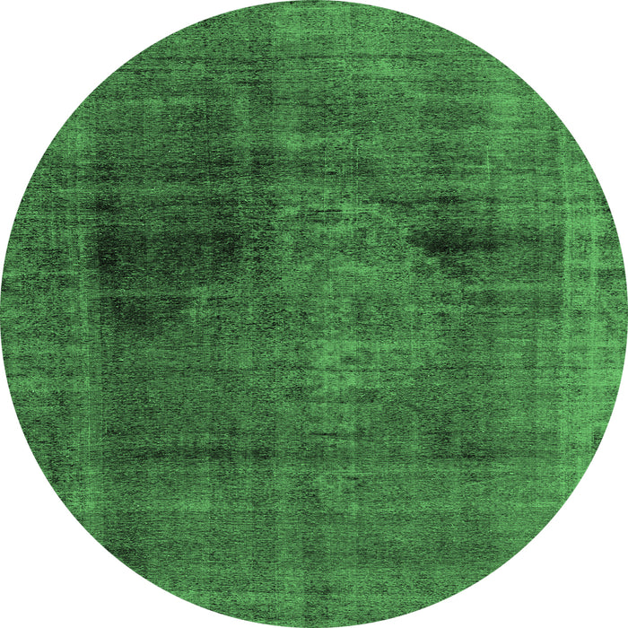 Round Abstract Emerald Green Modern Rug, abs2073emgrn