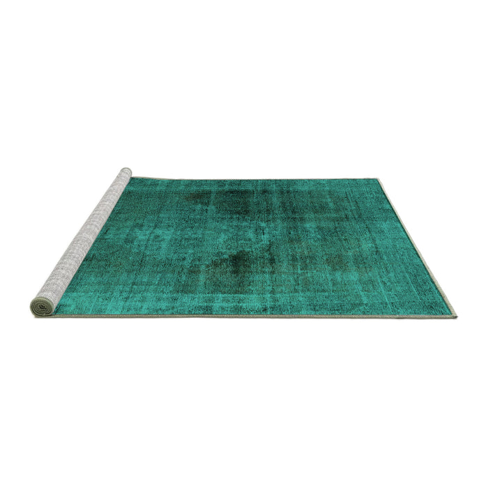Sideview of Machine Washable Abstract Turquoise Modern Area Rugs, wshabs2073turq