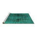 Sideview of Machine Washable Abstract Turquoise Modern Area Rugs, wshabs2073turq