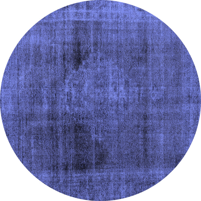 Round Abstract Blue Modern Rug, abs2073blu