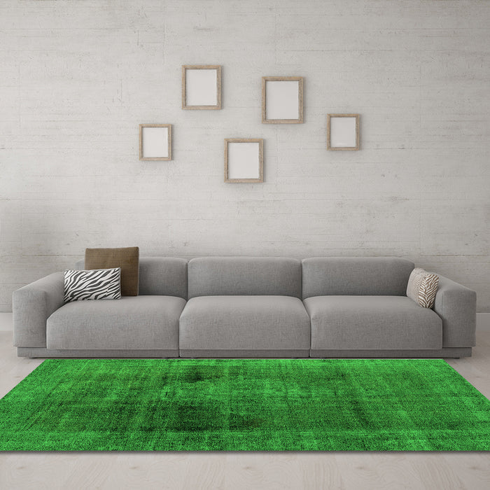 Machine Washable Abstract Green Modern Area Rugs in a Living Room,, wshabs2073grn