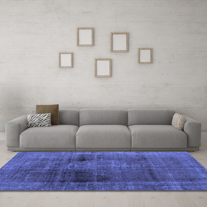 Machine Washable Abstract Blue Modern Rug in a Living Room, wshabs2073blu