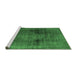 Sideview of Machine Washable Abstract Emerald Green Modern Area Rugs, wshabs2073emgrn