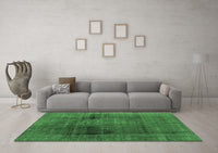 Machine Washable Abstract Emerald Green Modern Rug, wshabs2073emgrn