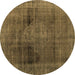 Round Machine Washable Abstract Brown Modern Rug, wshabs2073brn