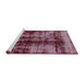 Sideview of Machine Washable Abstract Purple Pink Rug, wshabs2074