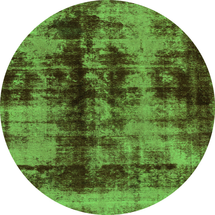 Round Abstract Green Modern Rug, abs2074grn
