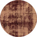 Round Machine Washable Abstract Brown Modern Rug, wshabs2074brn