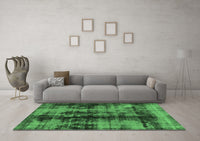 Machine Washable Abstract Emerald Green Modern Rug, wshabs2074emgrn