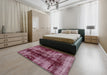 Abstract Purple Pink Modern Rug in a Bedroom, abs2074