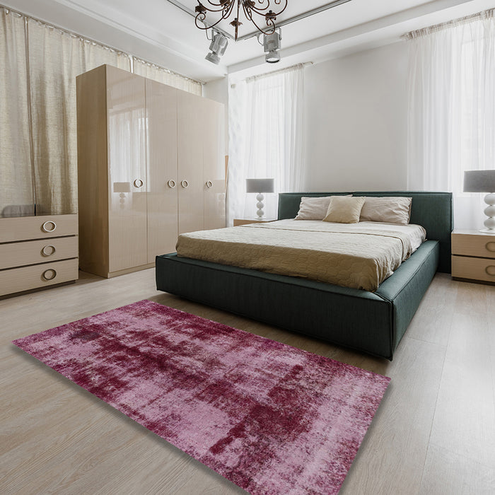 Abstract Purple Pink Modern Rug in a Bedroom, abs2074
