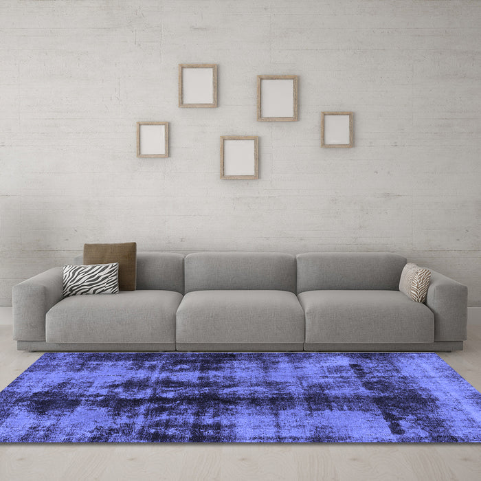 Machine Washable Abstract Blue Modern Rug in a Living Room, wshabs2074blu