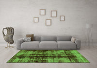 Machine Washable Abstract Green Modern Rug, wshabs2074grn