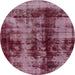 Round Machine Washable Abstract Purple Pink Rug, wshabs2074