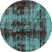 Round Abstract Turquoise Modern Rug, abs2074turq