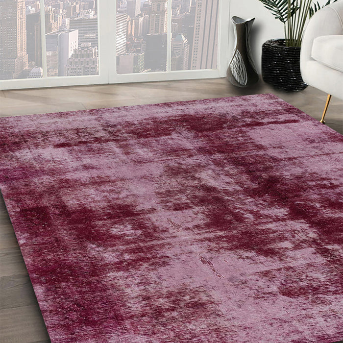 Abstract Purple Pink Modern Rug in Family Room, abs2074