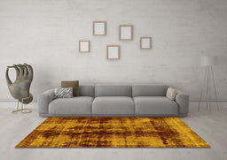 Machine Washable Abstract Yellow Modern Rug in a Living Room, wshabs2074yw