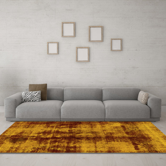 Machine Washable Abstract Yellow Modern Rug in a Living Room, wshabs2074yw