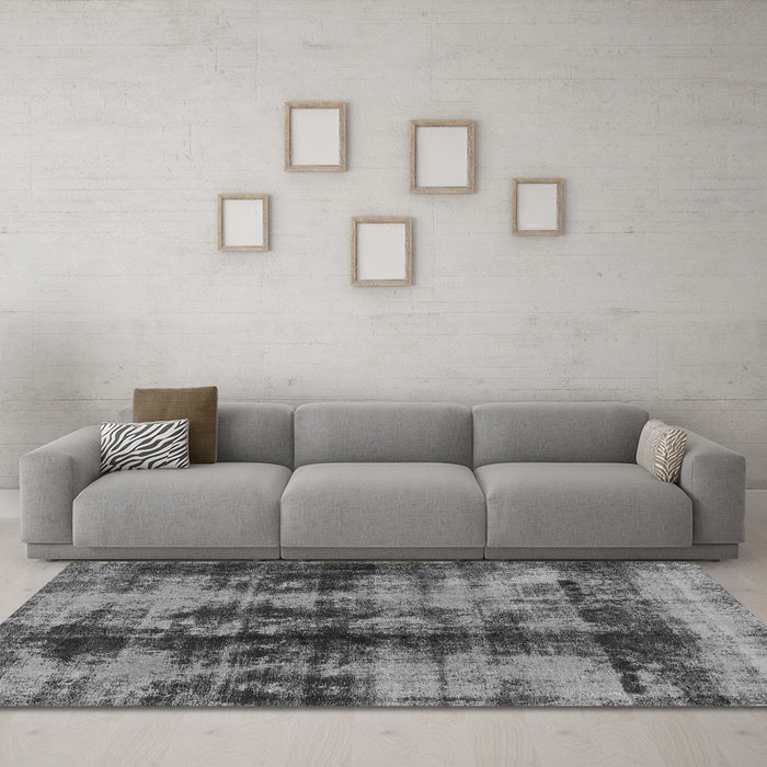 Machine Washable Abstract Gray Modern Rug in a Living Room,, wshabs2074gry