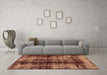 Machine Washable Abstract Brown Modern Rug in a Living Room,, wshabs2074brn