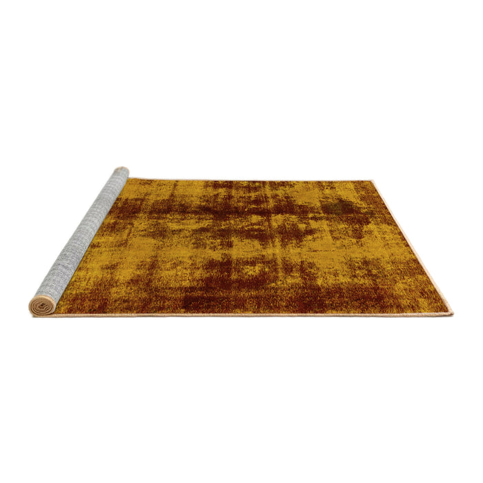 Sideview of Machine Washable Abstract Yellow Modern Rug, wshabs2074yw