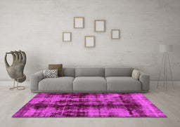 Machine Washable Abstract Pink Modern Rug in a Living Room, wshabs2074pnk