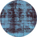 Round Abstract Light Blue Modern Rug, abs2074lblu