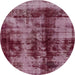 Round Abstract Purple Pink Modern Rug, abs2074