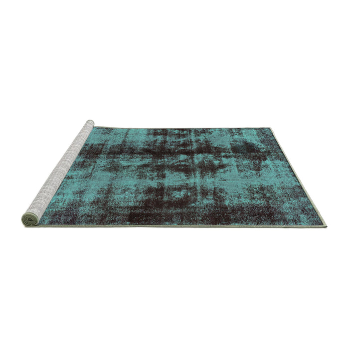 Sideview of Machine Washable Abstract Turquoise Modern Area Rugs, wshabs2074turq