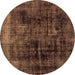 Round Persian Brown Bohemian Rug, abs2075brn