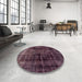 Round Abstract Mauve Taupe Purple Persian Rug in a Office, abs2075