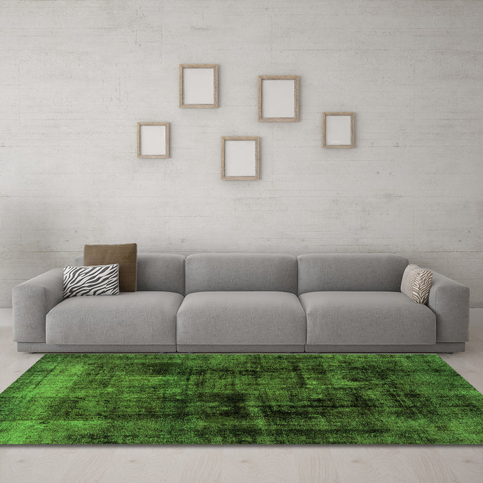 Machine Washable Persian Green Bohemian Area Rugs in a Living Room,, wshabs2075grn