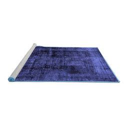 Sideview of Machine Washable Persian Blue Bohemian Rug, wshabs2075blu